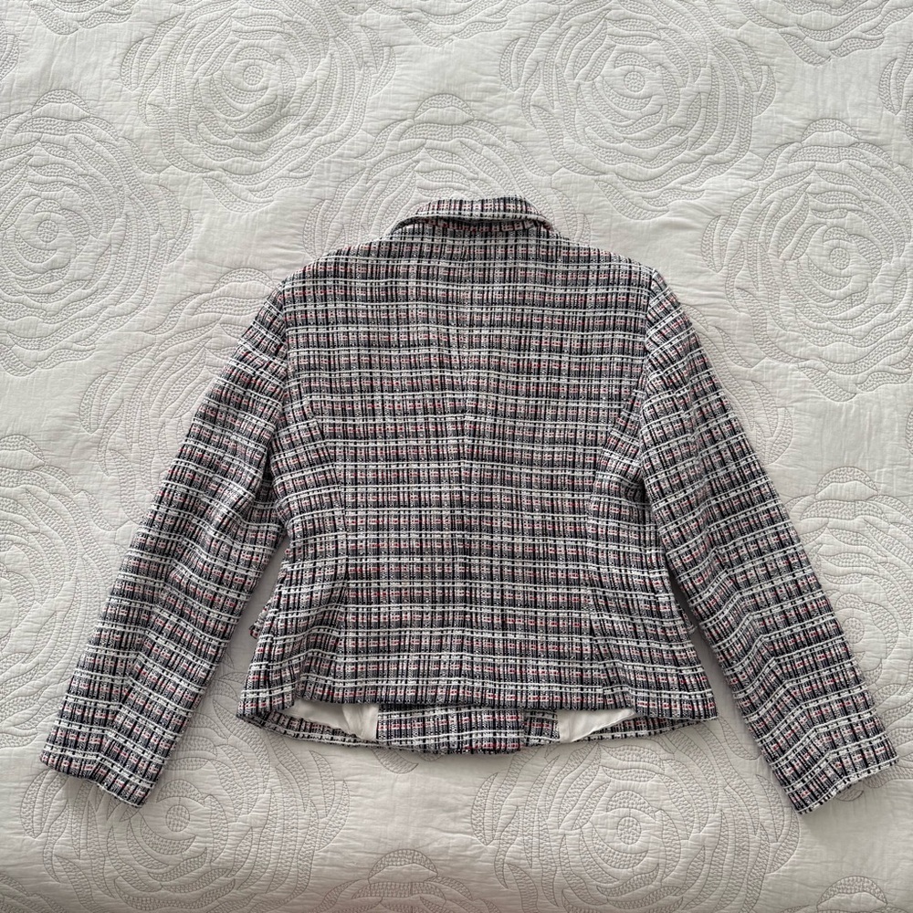 Zara - Textured Double Breasted Tweed Blazer - Blue/White/Red - Picture 11 of 16